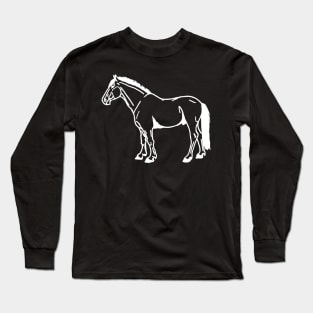 white horse line art Long Sleeve T-Shirt